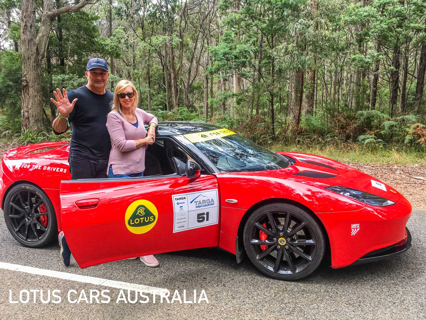 Lotus Sports Cars At Targa High Country Tarmac Rally February 2021 Husband And Wife Doing The Tour Red Evora